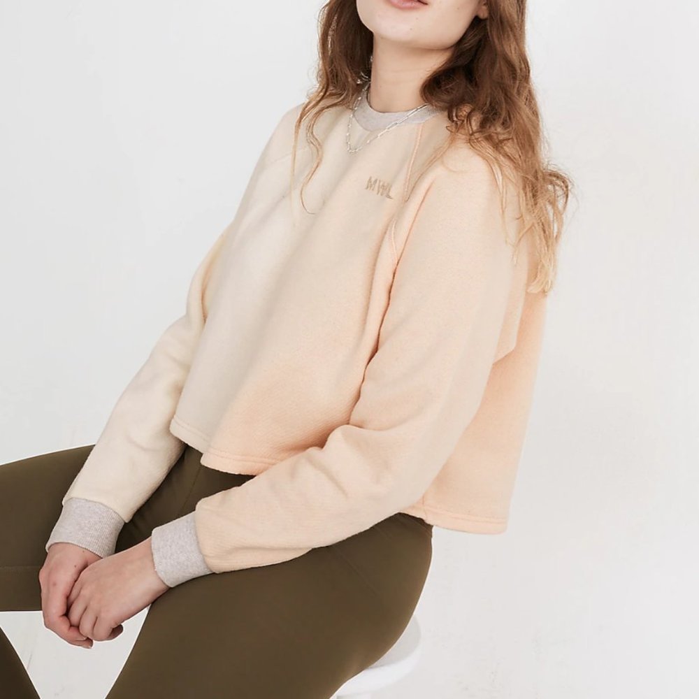 BRAND NEW | Madewell | MWL Airyterry Colorblock Crop Sweatshirt - Picture 3 of 8